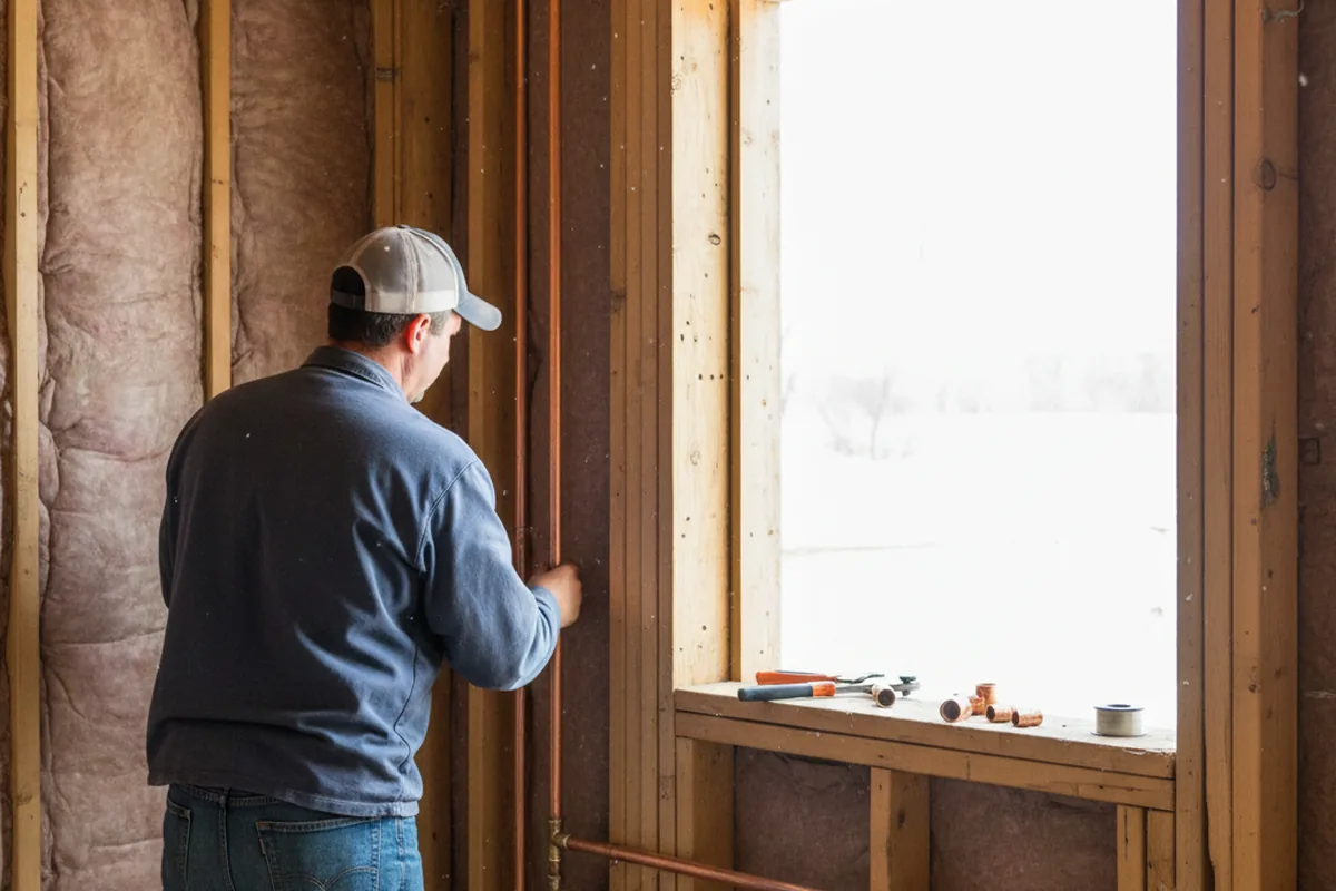 Licensed plumber running new copper supply lines in a Four Oaks home