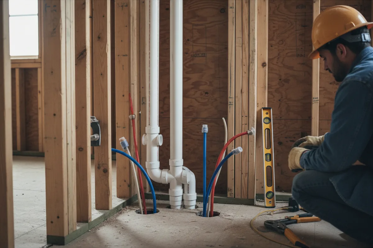 Drain and supply rough-in during Leak Detection in Four Oaks
