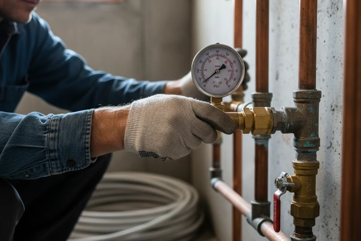 Pressure testing a repaired line during Water Line Repair in Four Oaks